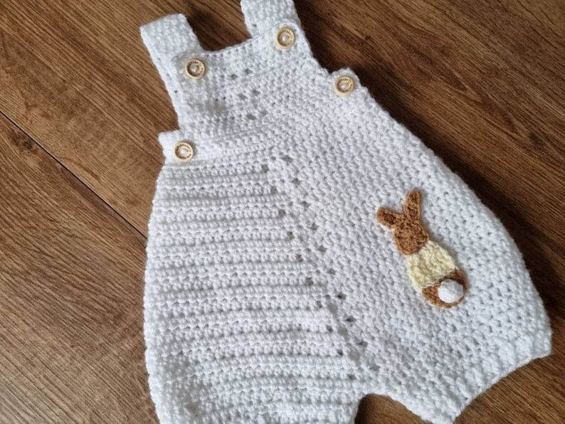 crochet baby romper, bunny infant romper, newborn clothing, 0-3 month clothing image 8