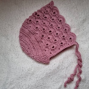 crochet baby bonnet, pink crochet bonnet, white bonnet, lemon bonnet, cream bonnet,  newborn, 0-3 month, 3-6 month