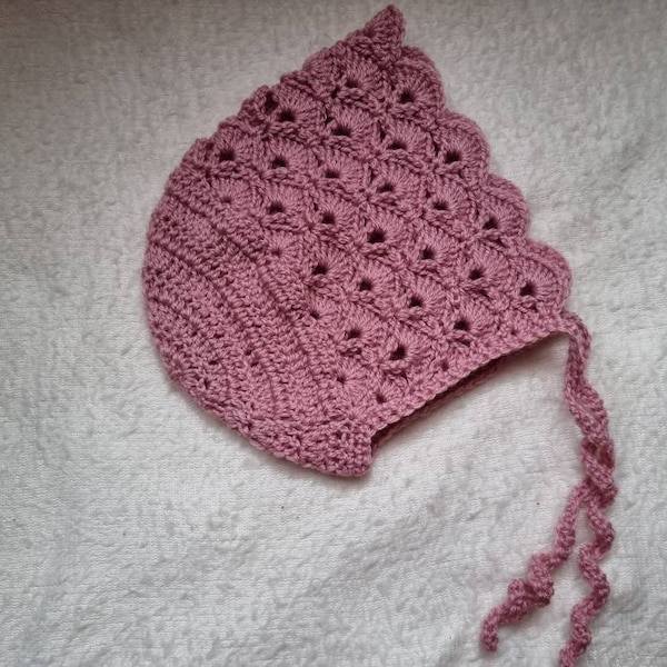 crochet baby bonnet, pink crochet bonnet, white bonnet, lemon bonnet