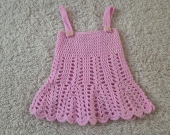 Baby Mädchen Häkelkleid, rosa Babykleid, Baby Sommerkleid, 0-6 Monate