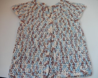 crochet baby top, girl sleeveless top, baby cardigan, 0-3 month sweater