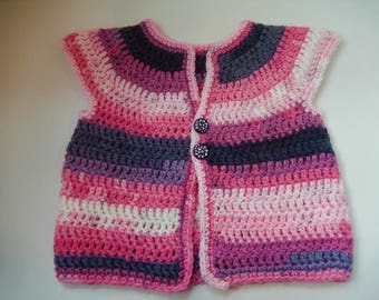 crochet baby girl top, baby cardigan, crochet pink sweater, baby girl's cardigan, black, grey, white, 0-3 month sweater