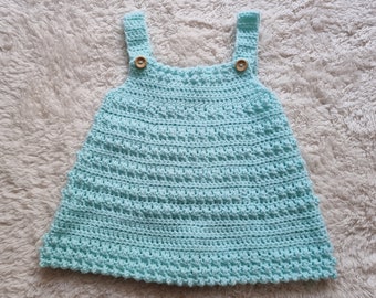 Robe au crochet pour bébé fille, robe verte pour bébé, robe d'été pour bébé, 3-6 mois