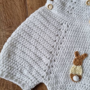 crochet baby romper, bunny infant romper, newborn clothing, 0-3 month clothing image 7