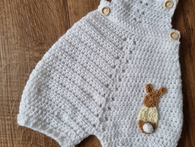 crochet baby romper, bunny infant romper, newborn clothing, 0-3 month clothing image 7