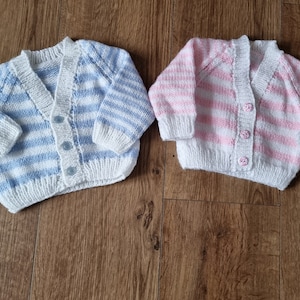 Handknit baby sweater, knitted baby cardigan, baby girl cardigan, baby boy sweater, 0-3 month clothing