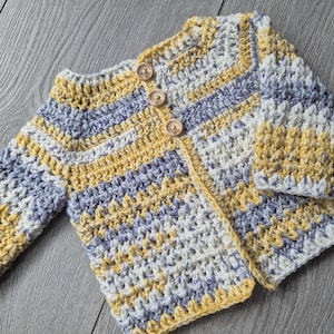 cardigan all&#39;uncinetto per neonati, maglione all&#39;uncinetto per neonati, cardigan multicolore fatto a mano, abbigliamento per neonati, regalo per neonati