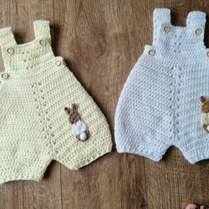 crochet baby romper, bunny infant romper, newborn clothing, 0-3 month clothing image 5