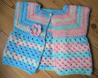 crochet baby girl cardigan, girls sweater, 9-12 month