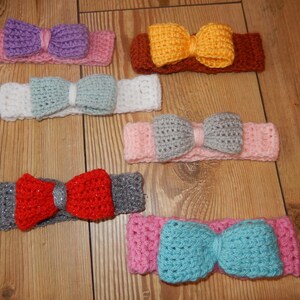 crochet baby headband, headband with crochet bows, 0-3 month