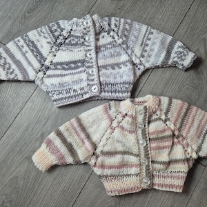 Knit baby sweater, handknit cardigan, multicolour sweater, newborn clothing, gift for baby