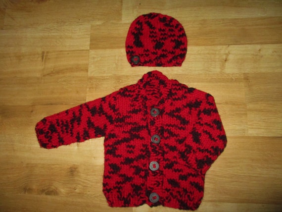 newborn red cardigan