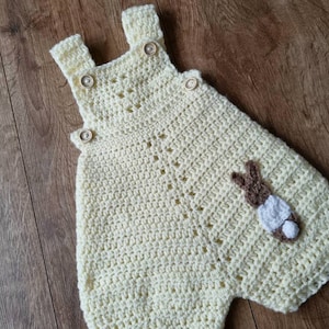 crochet baby romper, bunny infant romper, newborn clothing, 0-3 month clothing image 9