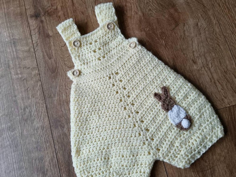 crochet baby romper, bunny infant romper, newborn clothing, 0-3 month clothing image 9