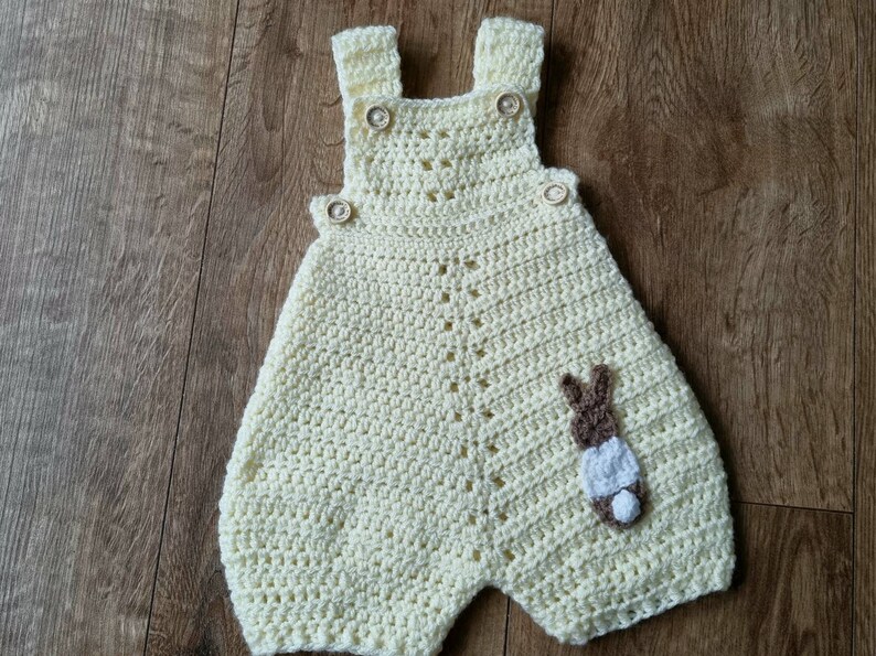 crochet baby romper, bunny infant romper, newborn clothing, 0-3 month clothing image 6