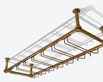 Unlacquered Brass Overhead Rack, Ceiling Wine Glasses Rack