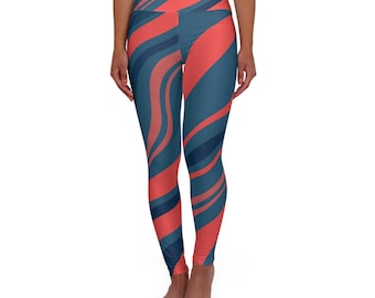 Abstract Red Wave Yoga Leggings