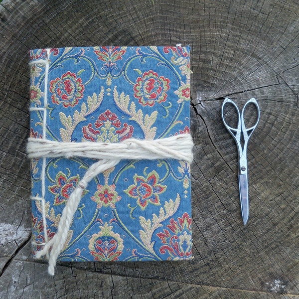 RESERVED - Unique journal - Vintage upholstery fabric - Handbound diary - japanese stab binding