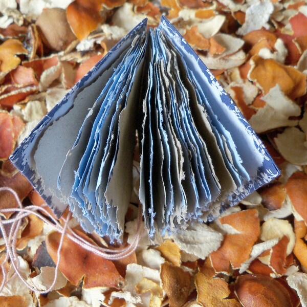 Coptic book with handmade paper - bicolor blue and brown - cotton cover - Unique handmade journal - diary - travel book - sketchbook