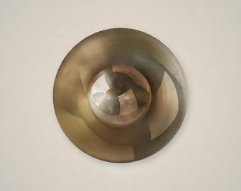 Handmade Brass Round Wall Light, Mid Century Vintage Warm Rustic Sconce