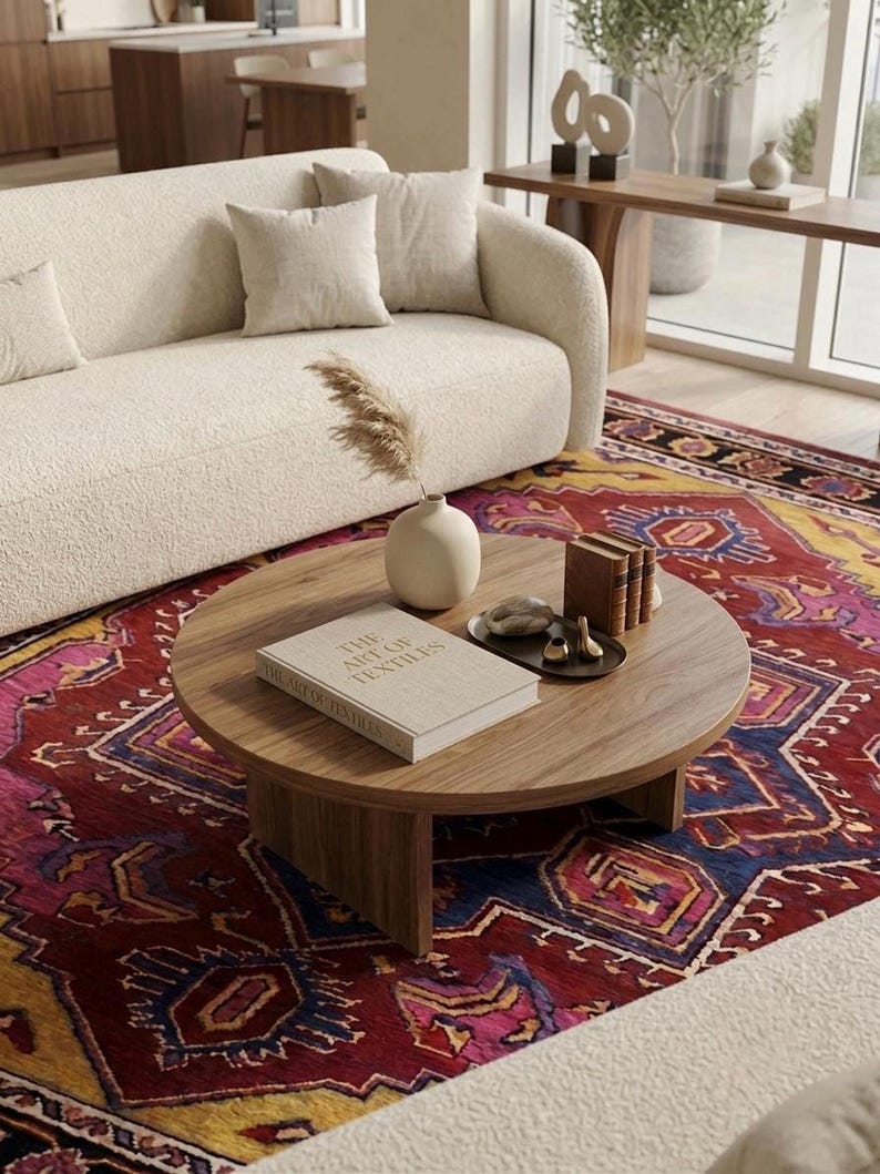 Buy Vintage Persian Style Area Rug, Red and Blue Hand-tufted Wool Rug ...