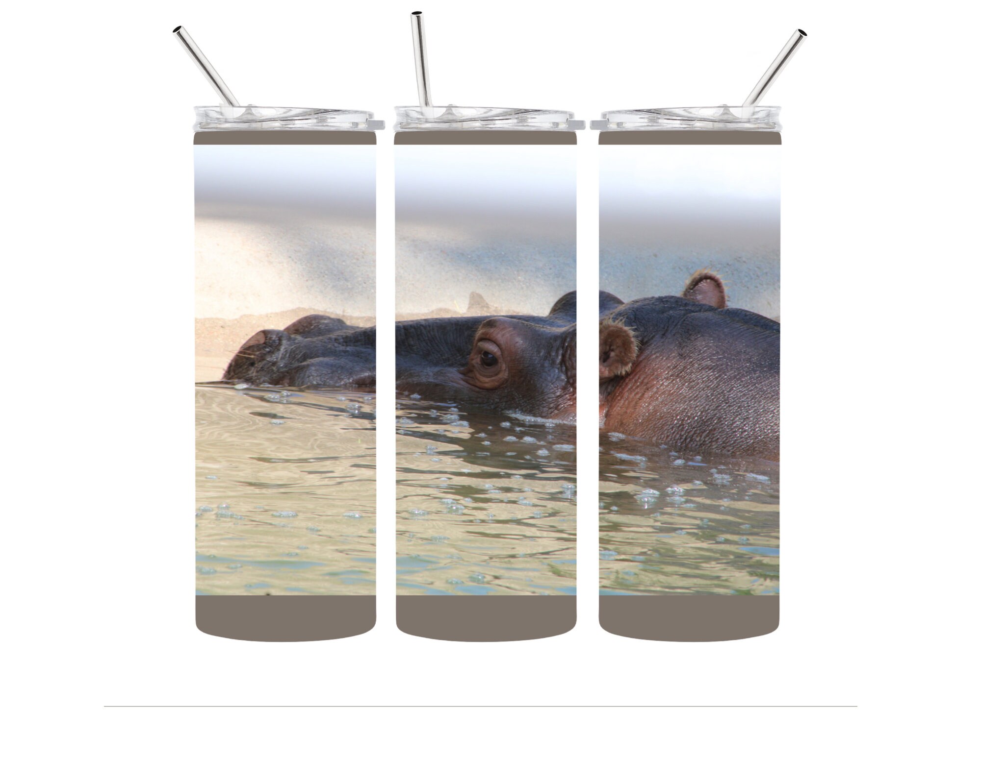 Hippo Hippopotamus Ink 20 Oz Skinny Sublimation Tumbler Wrap Digital Design  PNG File Download 