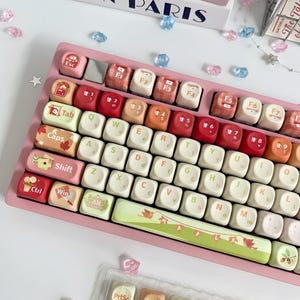 Hösttangentset, MOA-profil PBT, Kawaii söt lönnlöv, rödorange (130 tangenter)
