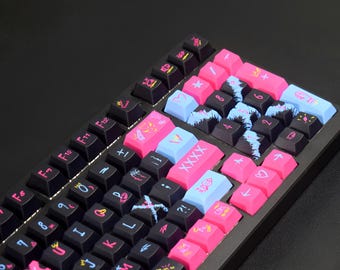 Arcane Jinx Keycaps Set – League of Legends Custom Artisan PBT Keycaps for Mechanical Keyboard Cherry MX