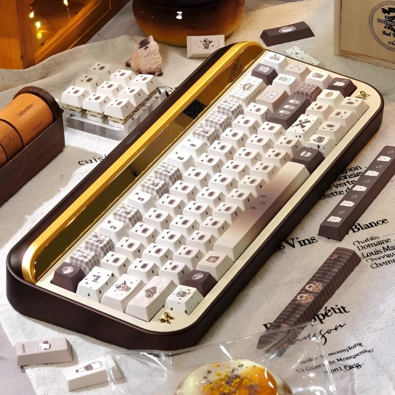 Siamese Cat Cafe Keycaps Set – Cute Kawaii Kitty Artisan PBT Custom ...