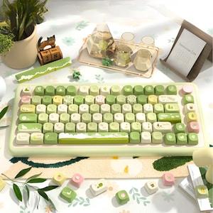 Mountain Forest Tastenkappen-Set – Botanische, individuell gestaltete PBT-Tastenkappen für mechanische Cherry MX-Tastaturen – Ästhetische Alpen-Tastenkappen