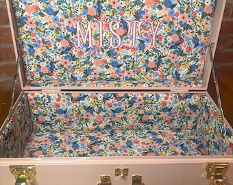 Custom Pink Floral Keepsake Trunk