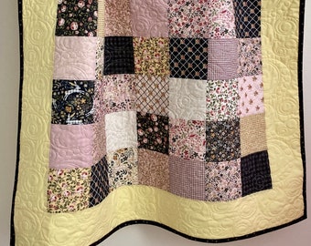 Modern Patchwork Baby Girl Quilt  Gingham Farmhouse Collection, Modern Baby Girl Quilt, Girl Patchwork Quilt, Keepsake Quilt