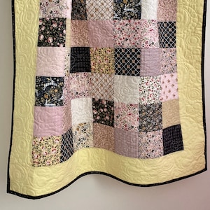 Modern Patchwork Baby Girl Quilt  Gingham Farmhouse Collection, Modern Baby Girl Quilt, Girl Patchwork Quilt, Keepsake Quilt
