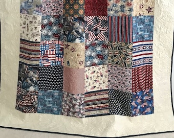 Patriotic Patchwork Quilt featuring American Eagles Flags Fireworks Quilting Red White Blue