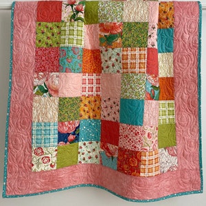 Modern Patchwork Baby Girl Quilt Abby Rose Collection, Modern Baby Girl Quilt, Baby Quilt, Girl Patchwork Quilt, Keepsake Quilt