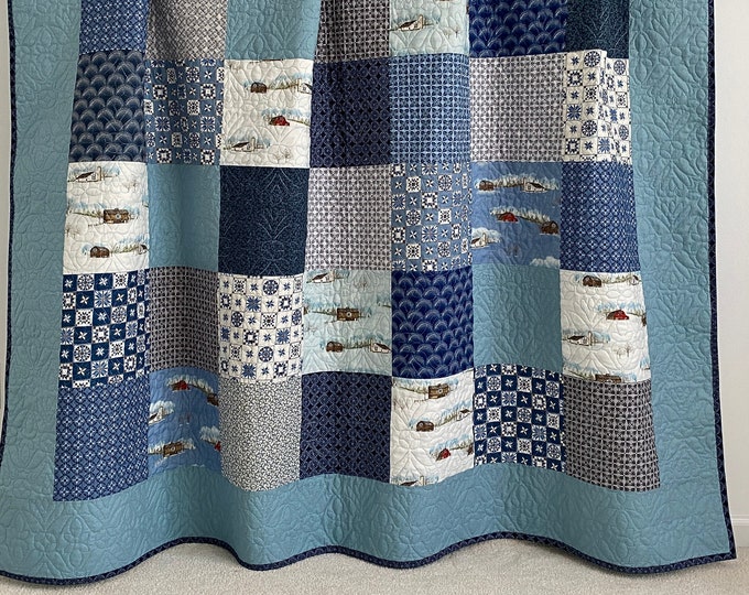 Patchwork Quilt With Designer Fabric Winter Barn Quilts Collection