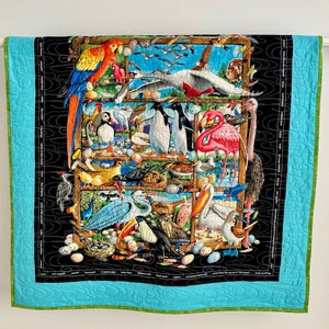 Baby Boy Toddler Patchwork Quilt Featuring Beautiful Birds Keepsake Quilt Studio