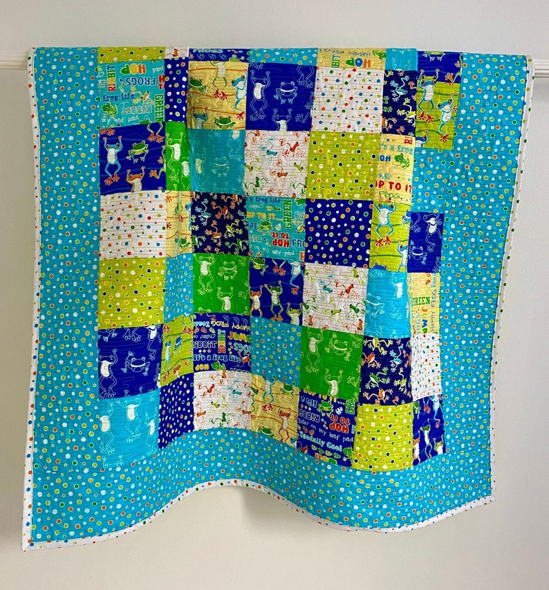 Baby Quilt Boy Patchwork Just Chillin Collection Blue Aqua Etsy