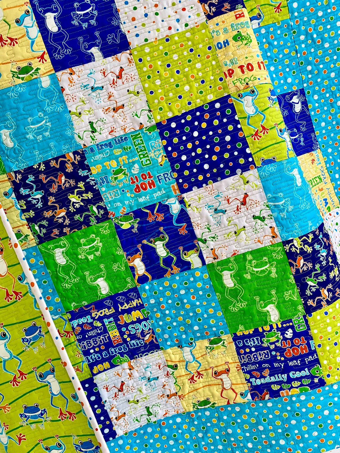 Baby Quilt Boy Patchwork Just Chillin Collection Blue Aqua Etsy