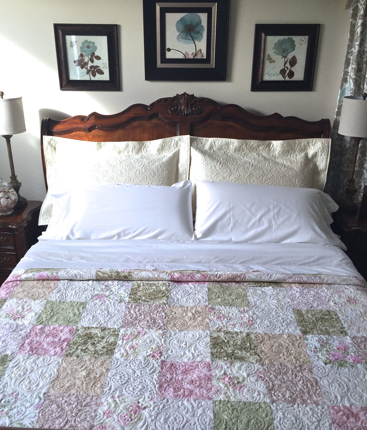 California King Patchwork Quilt with Designer Fabrics Custom Etsy