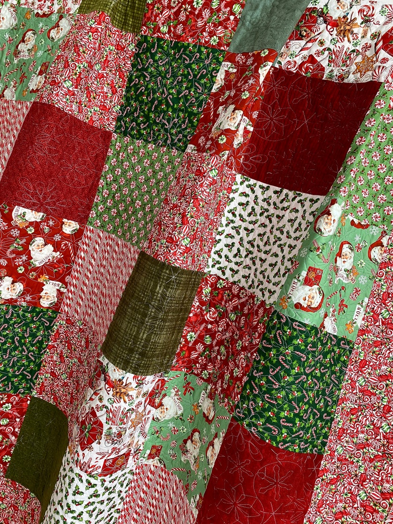 Christmas Patchwork Holiday Quilt Peppermint Candy Collection Etsy
