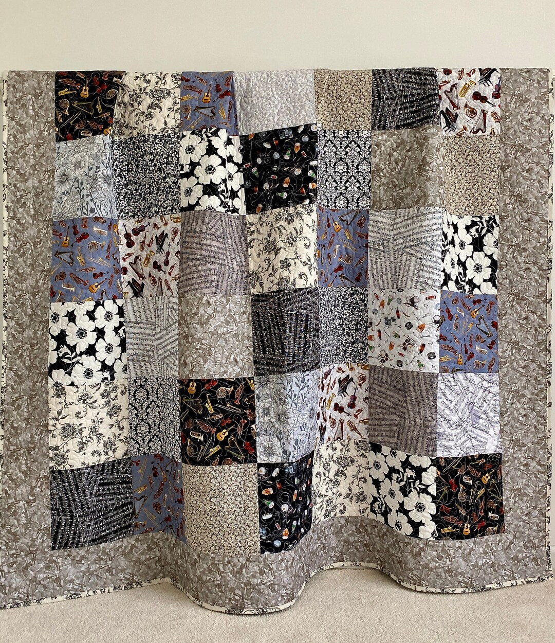 Patchwork Quilt W/ Designer Fabric Pitch Perfect Collection Michael