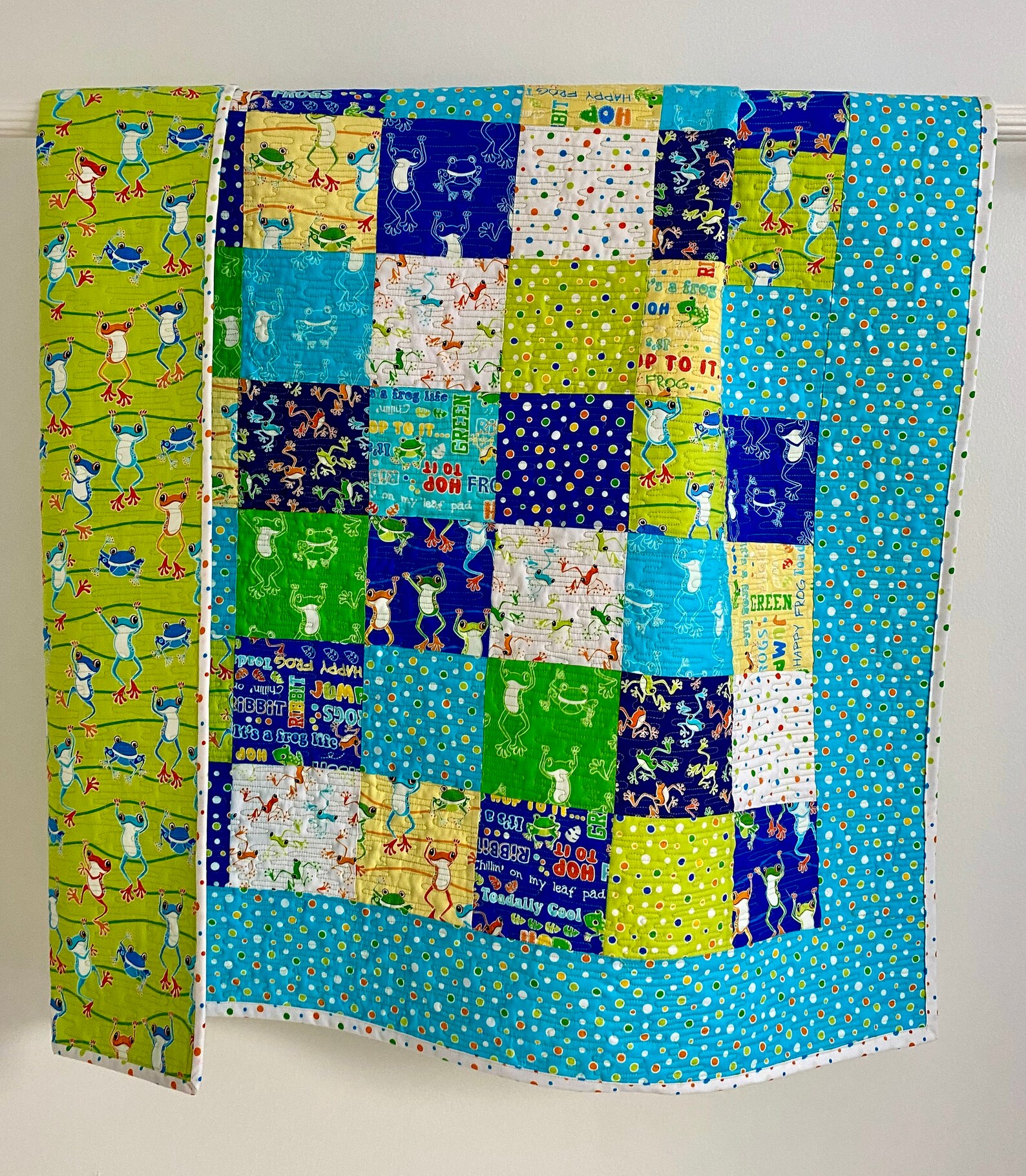 Baby Quilt Boy Patchwork Just Chillin Collection Blue Aqua Etsy