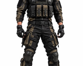 Men’s Tactical Jacket & Vest | Black Olive Combat Outfit | Utility Techwear Costume