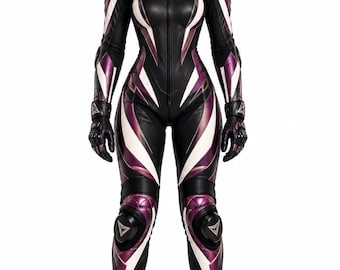 Women’s Leather Motorcycle Racing Suit, Custom Biker Track Gear, One Piece Riding Suit