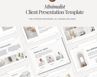 Plantilla minimalista de 37 diapositivas para presentaciones en Canva, ideal para diseñadores.