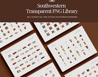 Paquete de imágenes prediseñadas del suroeste americano, 260 imágenes PNG de alta resolución para proyectos de diseño de interiores.