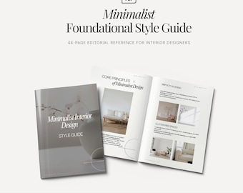 Guía de estilo minimalista básica, descarga en PDF de 44 páginas para diseño de interiores.
