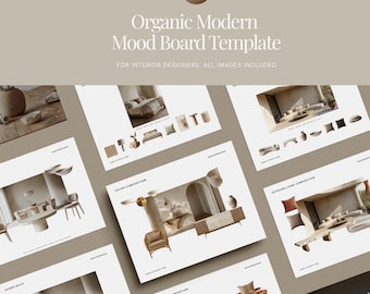 Plantilla de panel de inspiración moderno y orgánico, 17 diapositivas para diseño de interiores en Canva