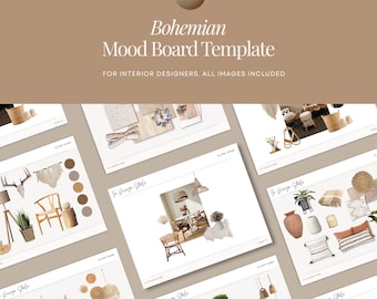 Plantilla de tablero de inspiración boho para diseñadores de interiores, diseño editable en Canva.